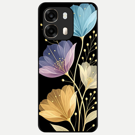  Flower Bloom Glow Glass Case For Oppo A6  back cover – full design glossy printed glass finish
