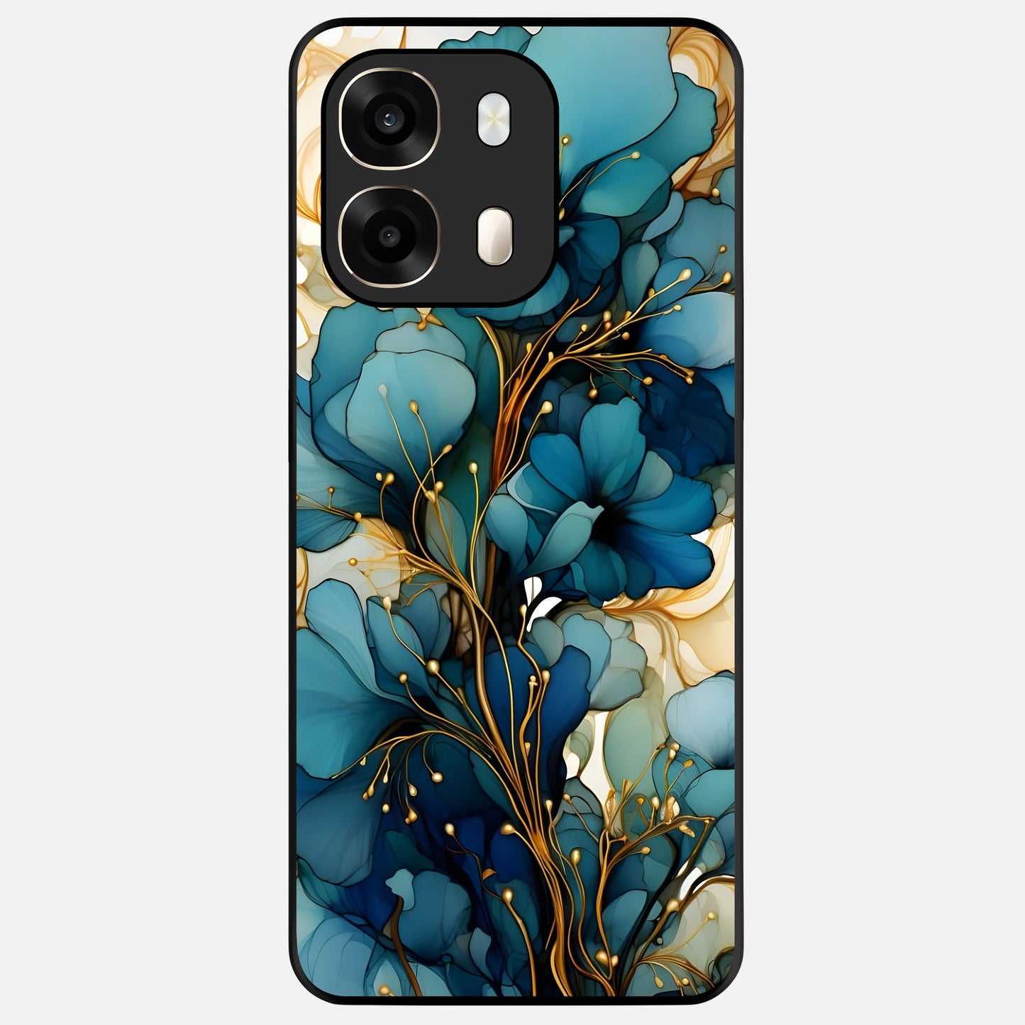  Golden Bloom Symphony Glass Case For Oppo A6  back cover – full design glossy printed glass finish