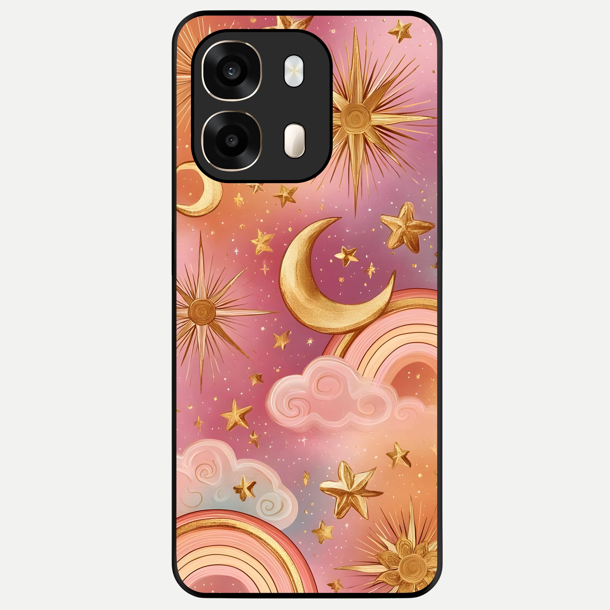  Golden Celestial Dreams Glass Case For Oppo A6  back cover – full design glossy printed glass finish