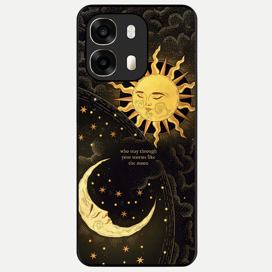 Golden Lunar Love Glass Case For Oppo A6  back cover – full design glossy printed glass finish