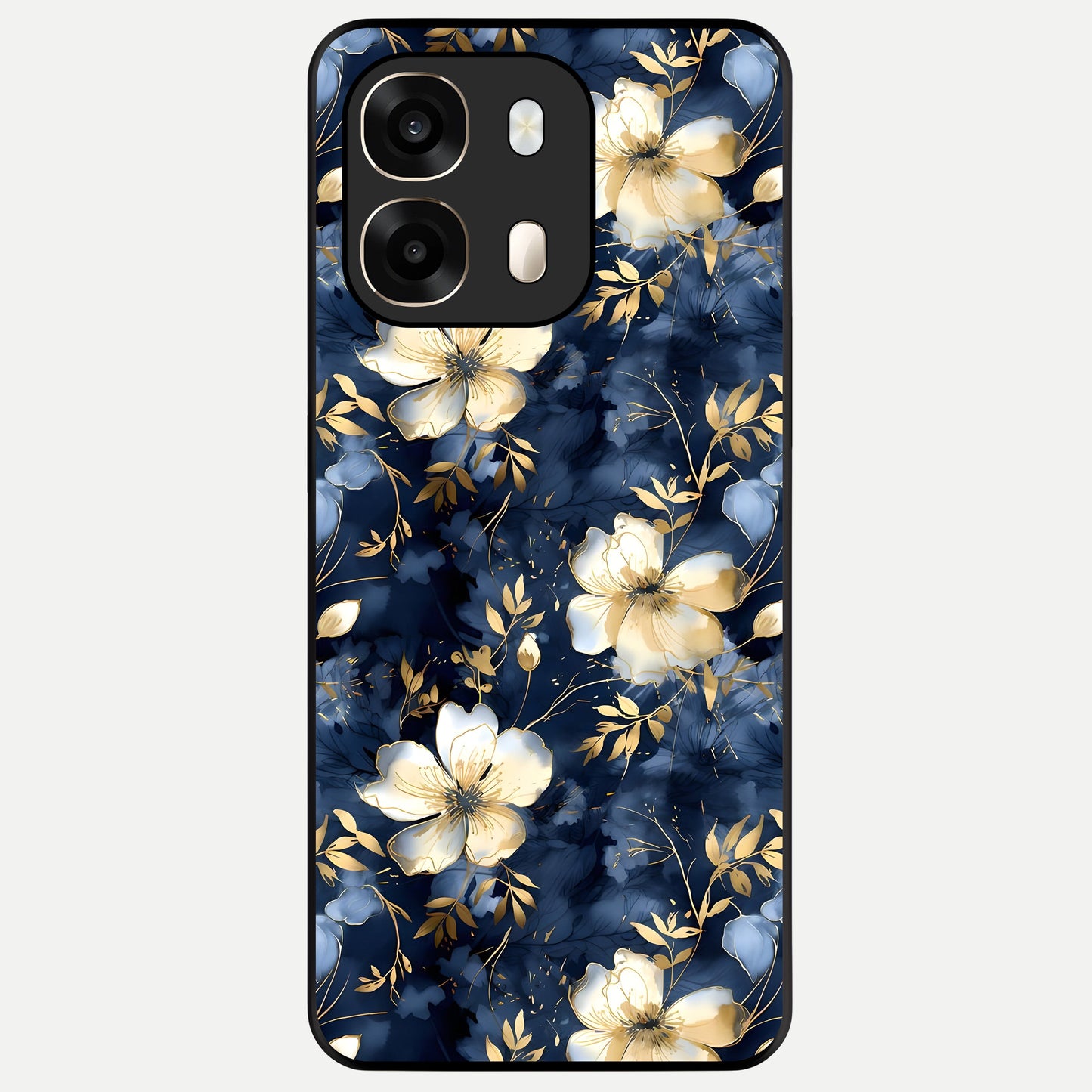  Golden Midnight Bloom Glass Case For Oppo A6  back cover – full design glossy printed glass finish