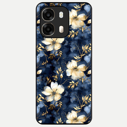  Golden Midnight Bloom Glass Case For Oppo A6  back cover – full design glossy printed glass finish