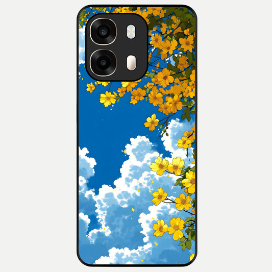  Golden Petal Sky Glass Case For Oppo A6  back cover – full design glossy printed glass finish