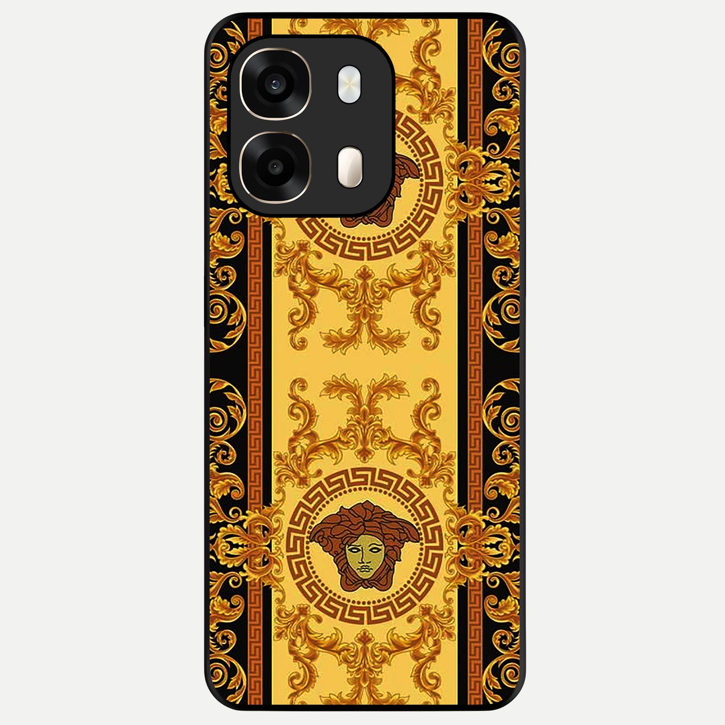  Golden Royal Heritage Glass Case For Oppo A6  back cover – full design glossy printed glass finish