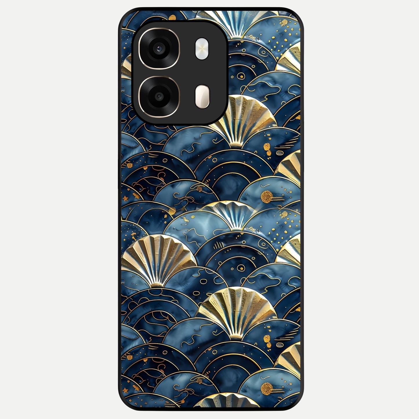  Golden Wave Luxe Glass Case For Oppo A6  back cover – full design glossy printed glass finish