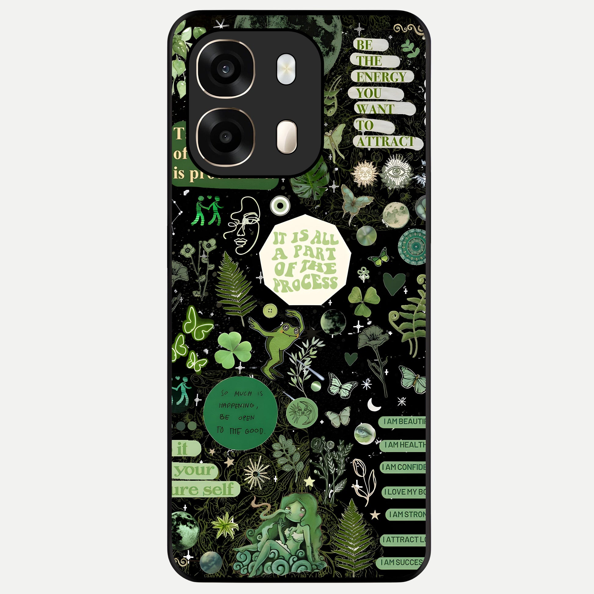  Green Mandala Pattern Glass Case For Oppo A6  back cover – full design glossy printed glass finish