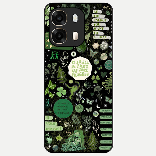  Green Mandala Pattern Glass Case For Oppo A6  back cover – full design glossy printed glass finish