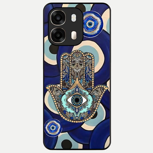  Hamsa Divine Guard Glass Case For Oppo A6  back cover – full design glossy printed glass finish