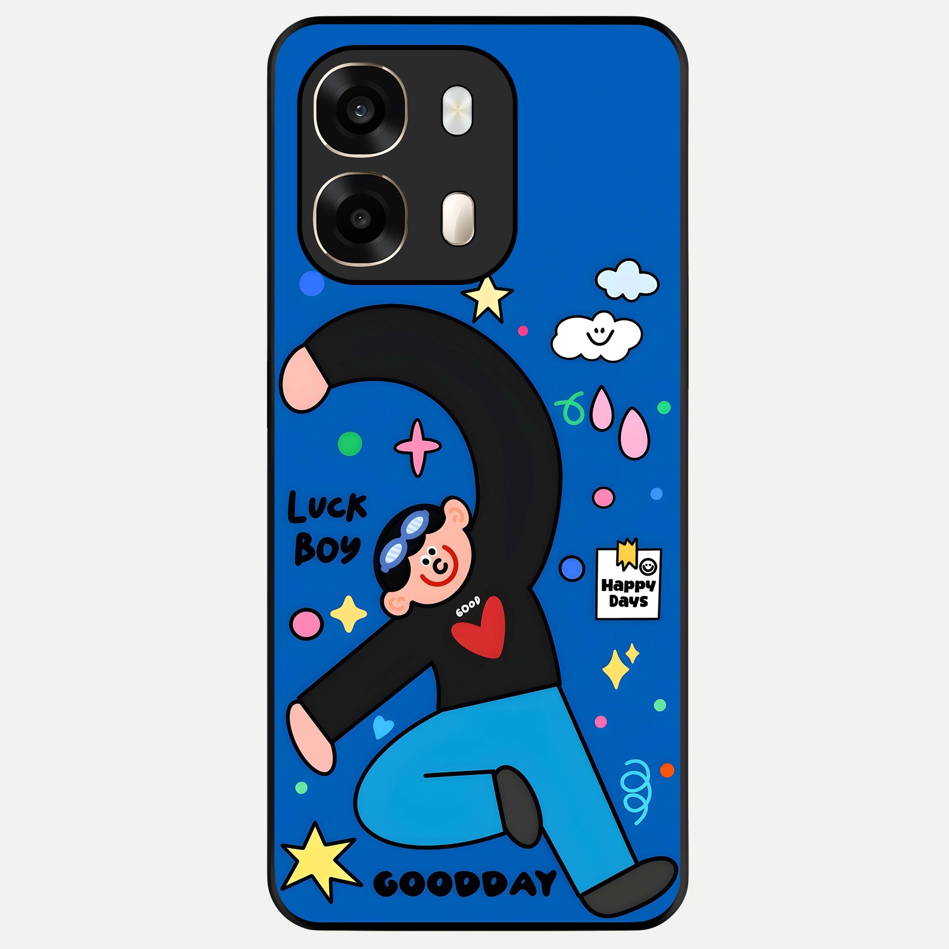  Happy Luck Vibe Glass Case For Oppo A6  back cover – full design glossy printed glass finish