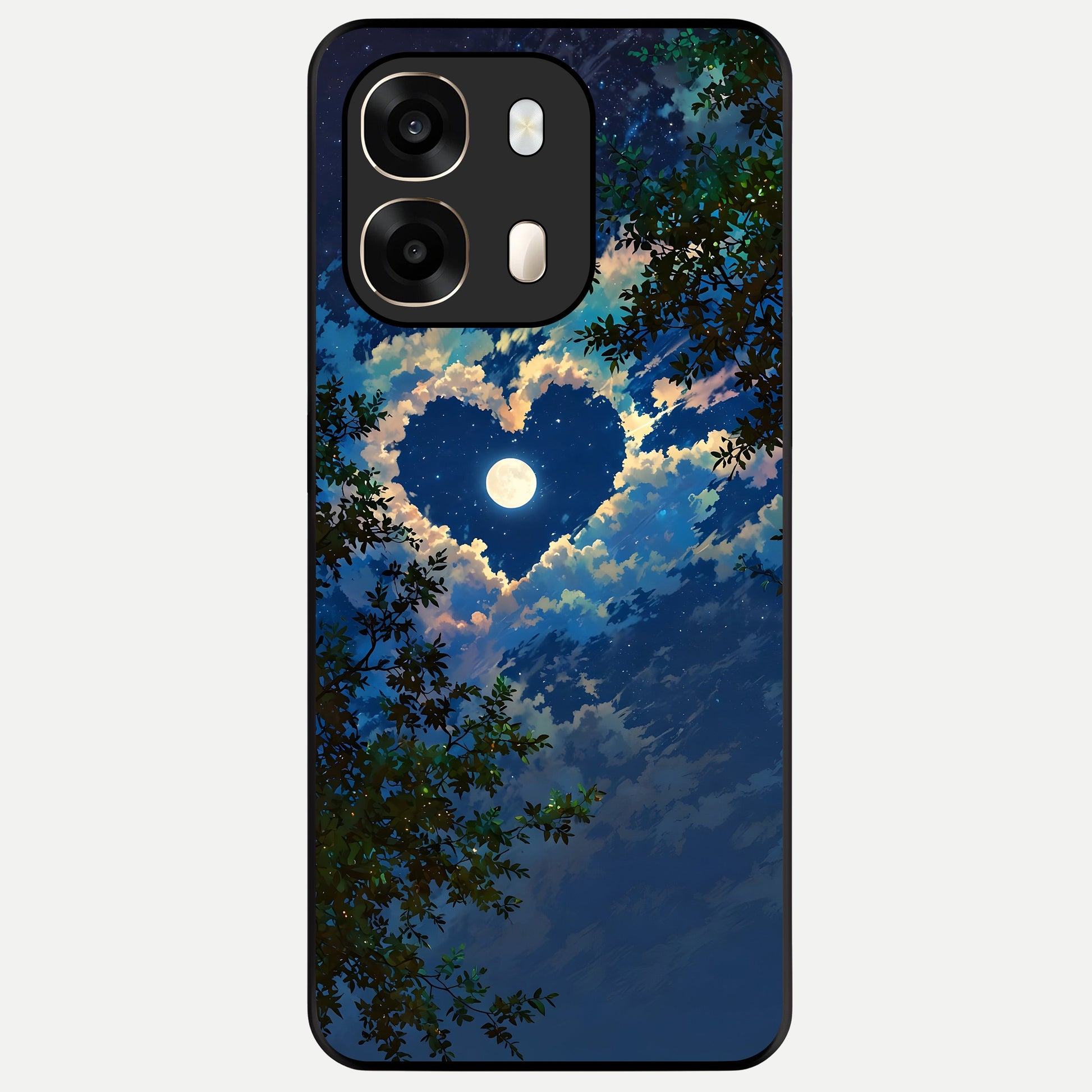  Heart With Moon Sky Glass Case For Oppo A6  back cover – full design glossy printed glass finish