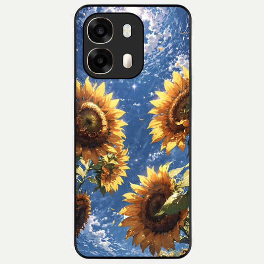  Heavenly Sunflower Rise Glass Case For Oppo A6  back cover – full design glossy printed glass finish