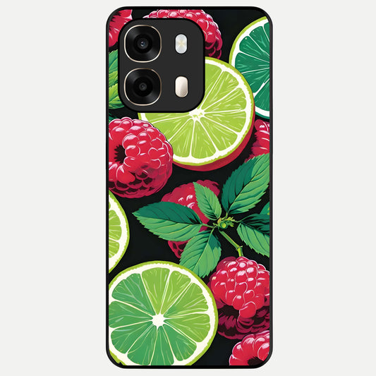  Lime and Raspberry Pattern Glass Case For Oppo A6  back cover – full design glossy printed glass finish