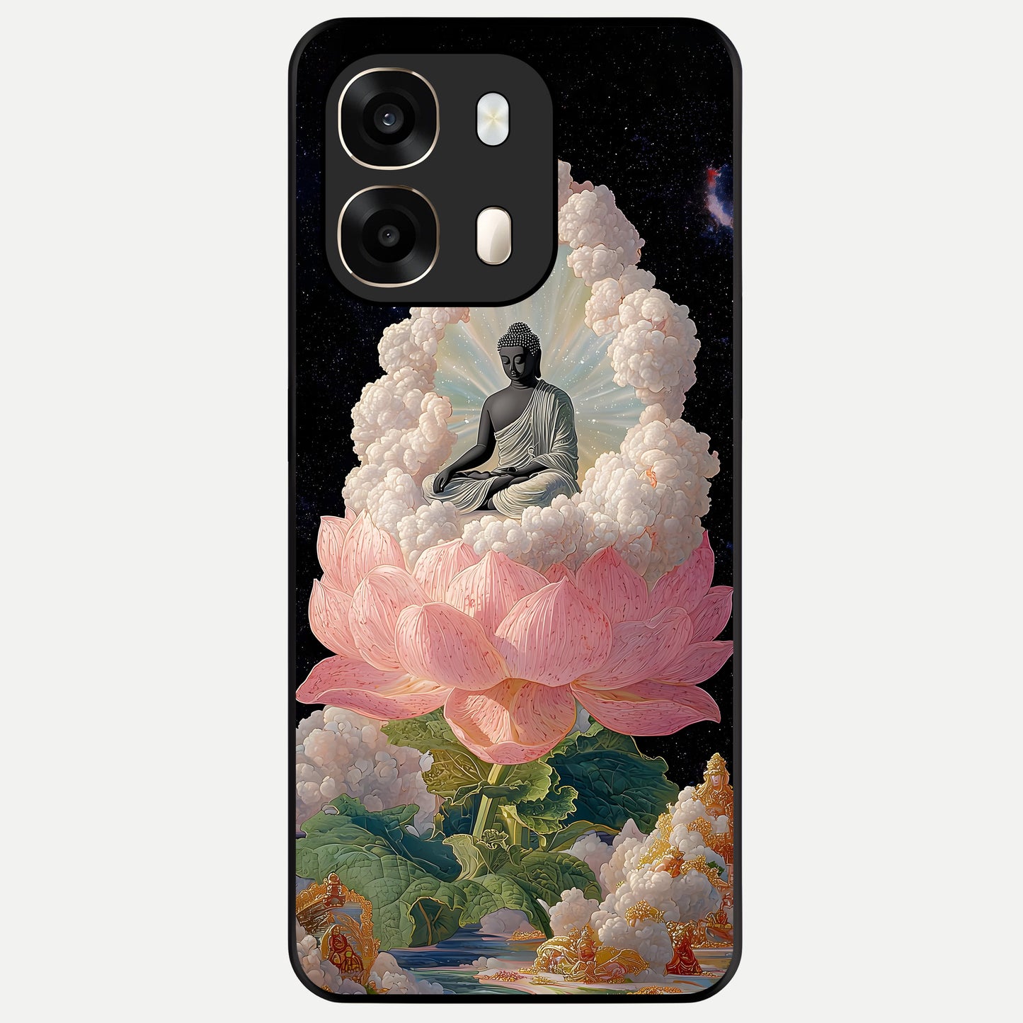  Lotus Divine Peace Glass Case For Oppo A6  back cover – full design glossy printed glass finish