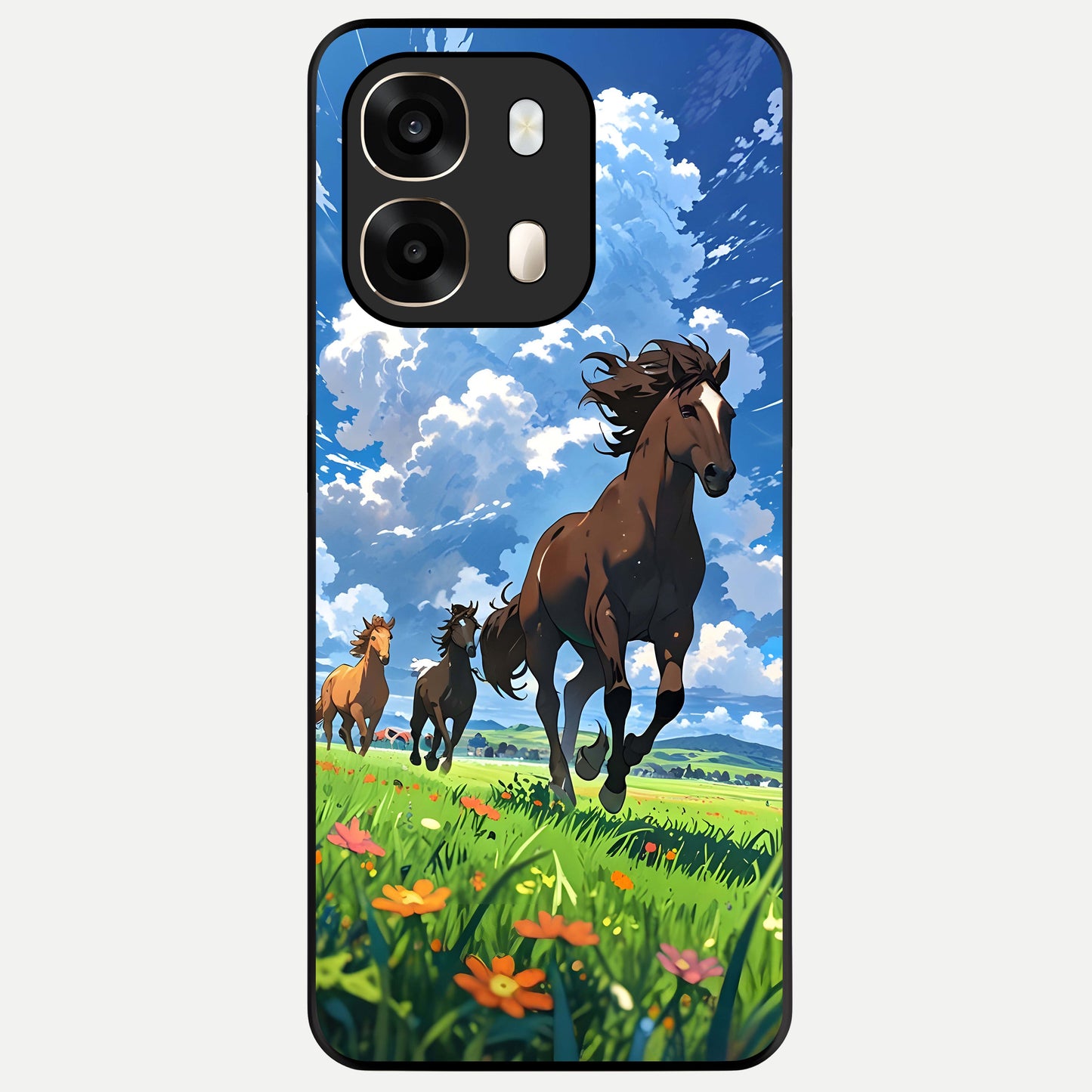  Majestic Horses Galloping Glass Case For Oppo A6  back cover – full design glossy printed glass finish