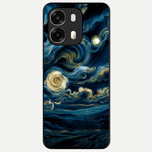  Midnight Sky Whirl Glass Case For Oppo A6  back cover – full design glossy printed glass finish