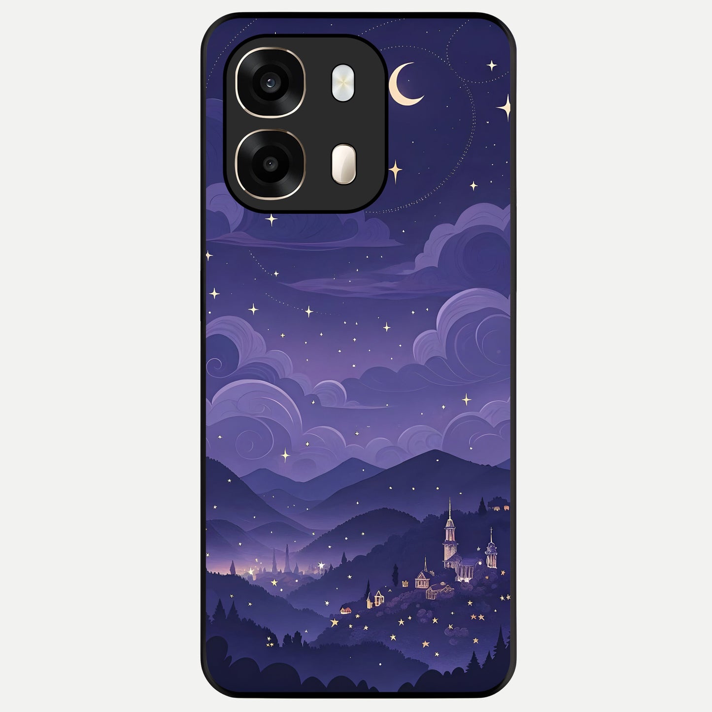  Minimal Night View Glass Case For Oppo A6  back cover – full design glossy printed glass finish