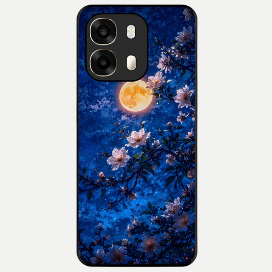  Moonlit Blossoms Night Glass Case For Oppo A6  back cover – full design glossy printed glass finish