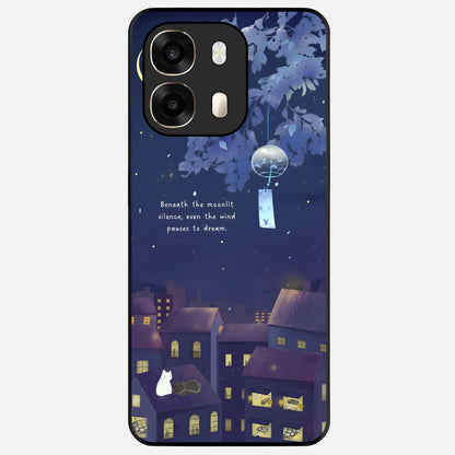  Moonlit Cat Silence Glass Case For Oppo A6  back cover – full design glossy printed glass finish