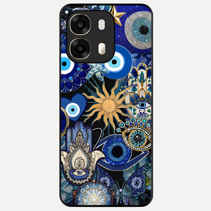  Mystic Blue Evil Eye Glass Case For Oppo A6  back cover – full design glossy printed glass finish