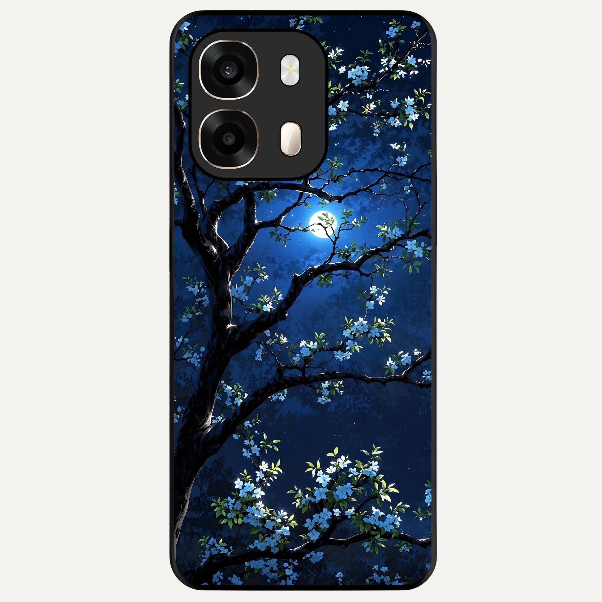  Mystic Floral Night Glass Case For Oppo A6  back cover – full design glossy printed glass finish