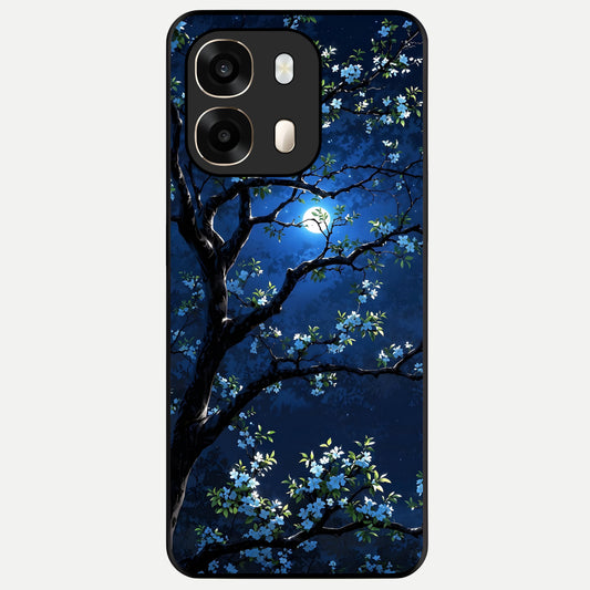  Mystic Floral Night Glass Case For Oppo A6  back cover – full design glossy printed glass finish