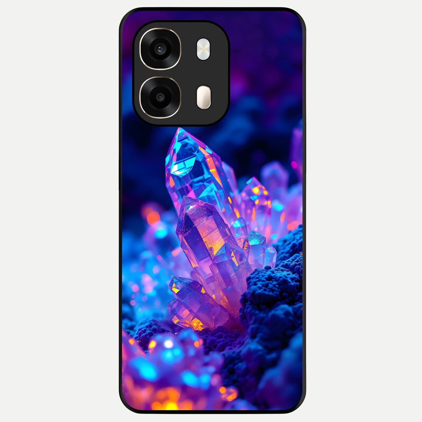  Neon Aura Shards Glass Case For Oppo A6  back cover – full design glossy printed glass finish