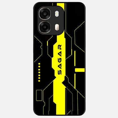  Neon CYBERPUNK Custom Name Glass Case For Oppo A6  back cover – full design glossy printed glass finish