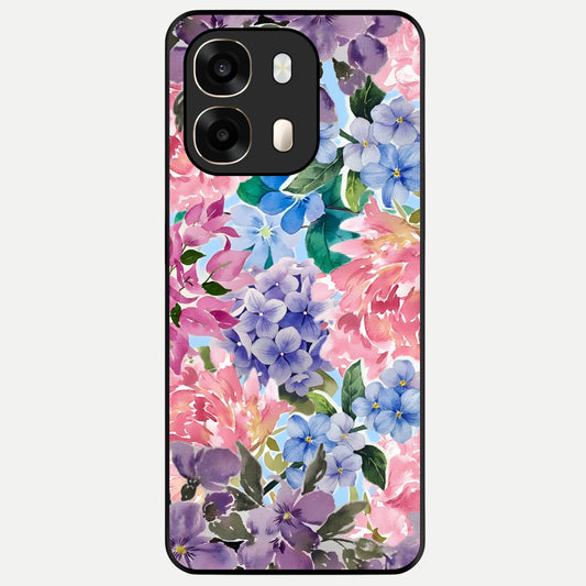  Pastel Floral Mix Glass Case For Oppo A6  back cover – full design glossy printed glass finish