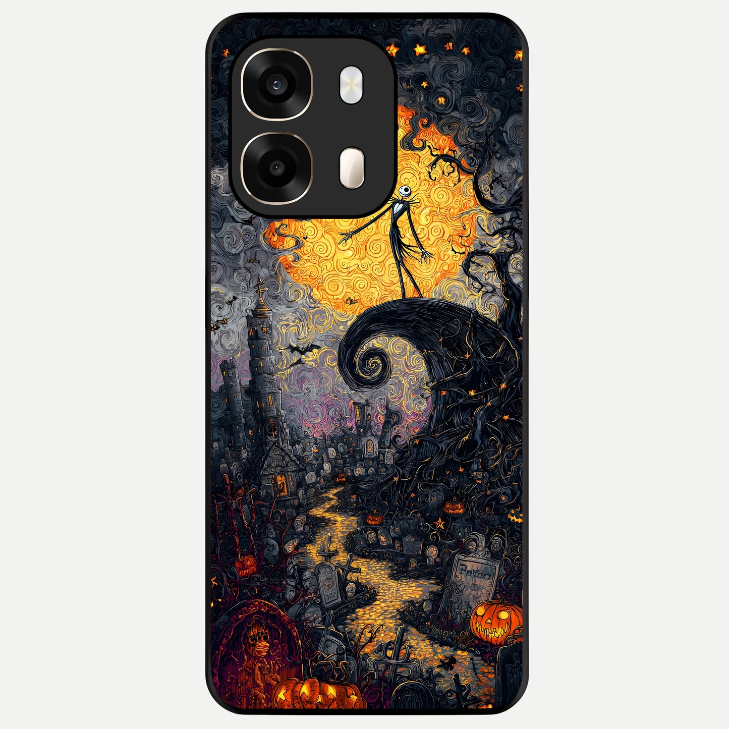  Pumpkin Moonlight Tale Glass Case For Oppo A6  back cover – full design glossy printed glass finish
