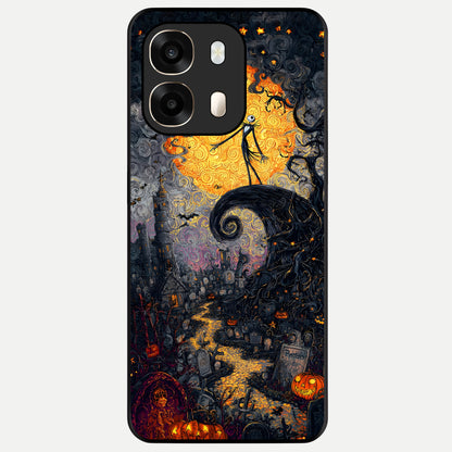  Pumpkin Moonlight Tale Glass Case For Oppo A6  back cover – full design glossy printed glass finish