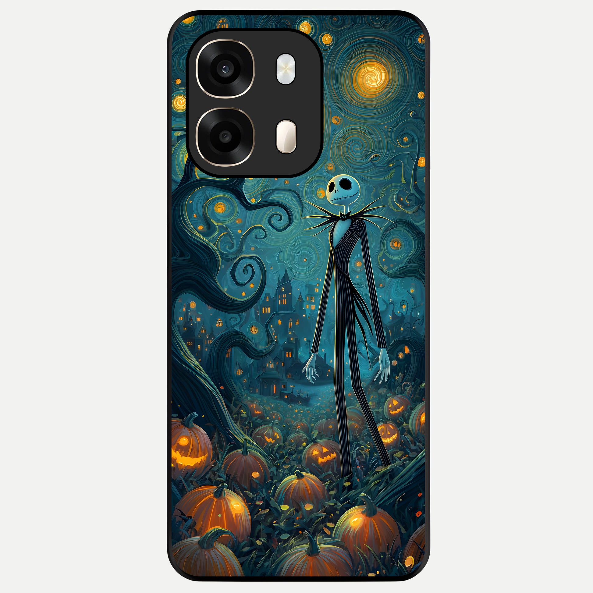 Pumpkin Moon Night Glass Case For Oppo A6  back cover – full design glossy printed glass finish