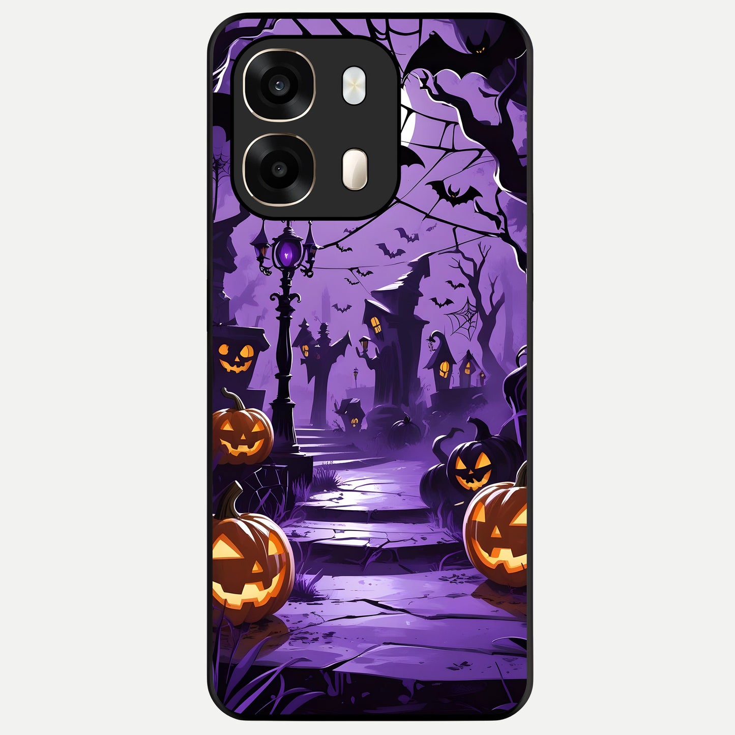  Pumpkin Patch Halloween Glass Case For Oppo A6  back cover – full design glossy printed glass finish