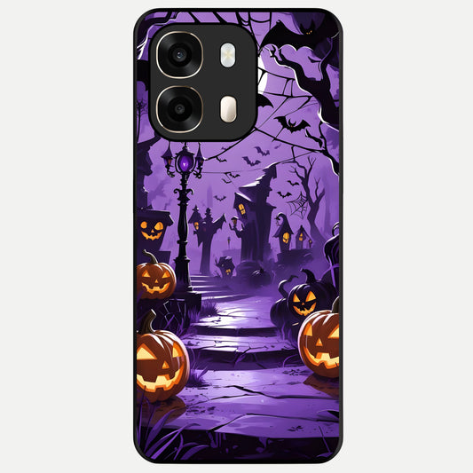  Pumpkin Patch Halloween Glass Case For Oppo A6  back cover – full design glossy printed glass finish