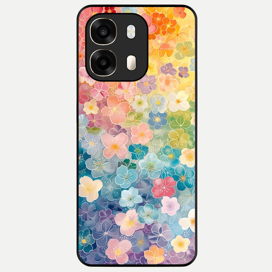  Rainbow Blossom Burst Glass Case For Oppo A6  back cover – full design glossy printed glass finish