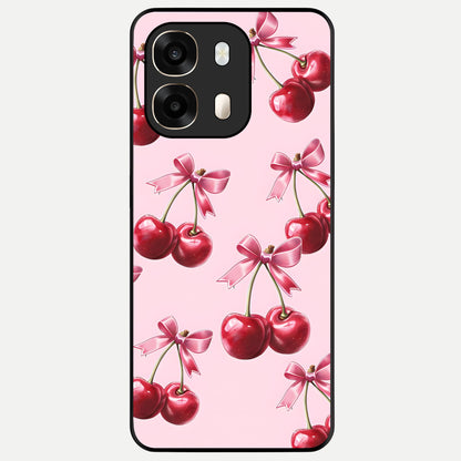  Red Cherries Pattern Glass Case For Oppo A6  back cover – full design glossy printed glass finish