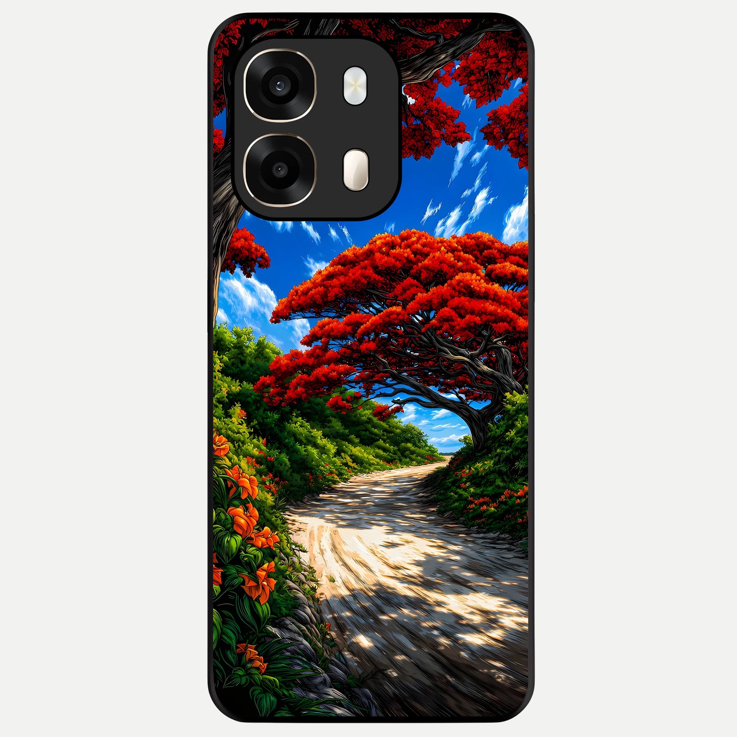  Red Trees Pathway Glass Case For Oppo A6  back cover – full design glossy printed glass finish