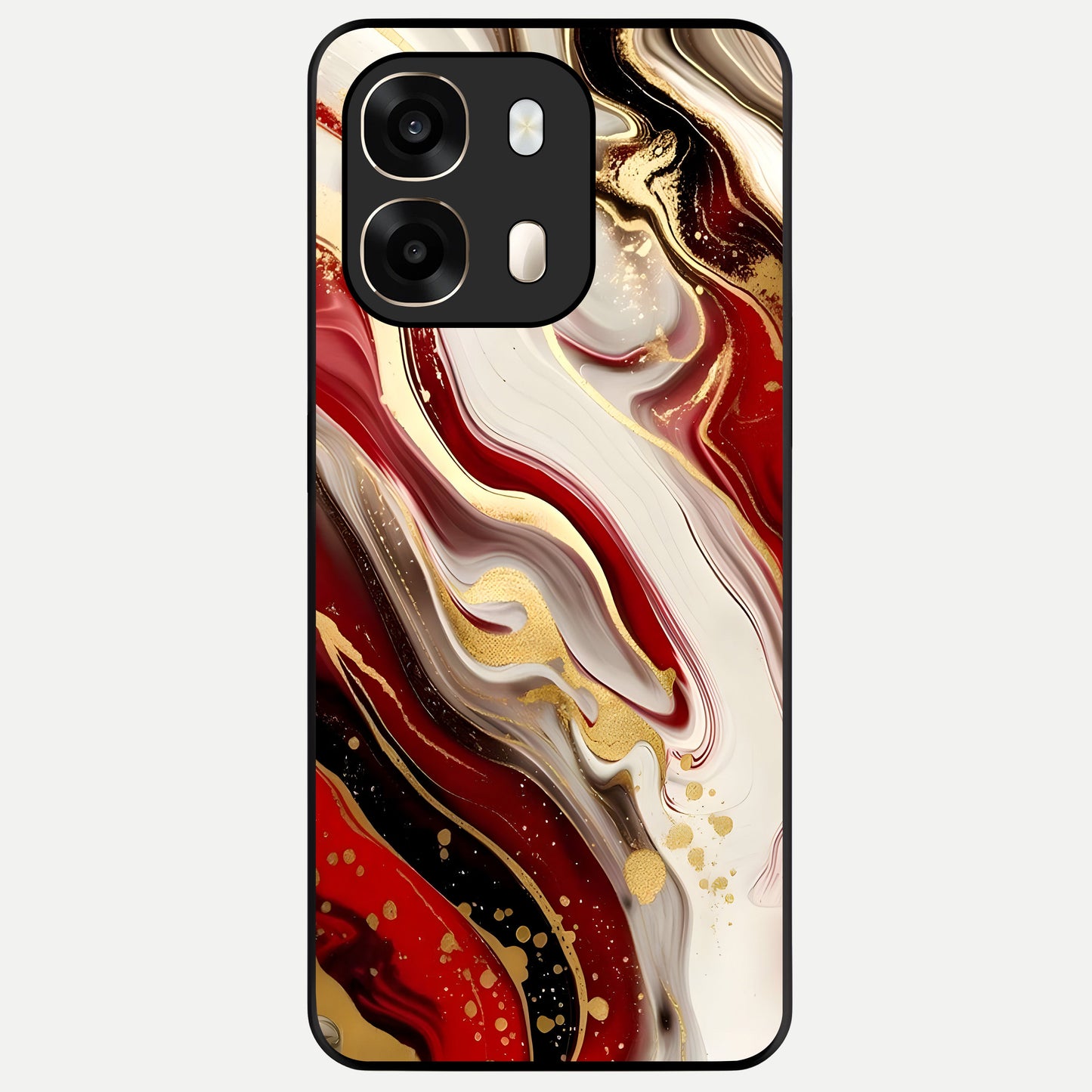  Red And White Marble Glass Case For Oppo A6  back cover – full design glossy printed glass finish