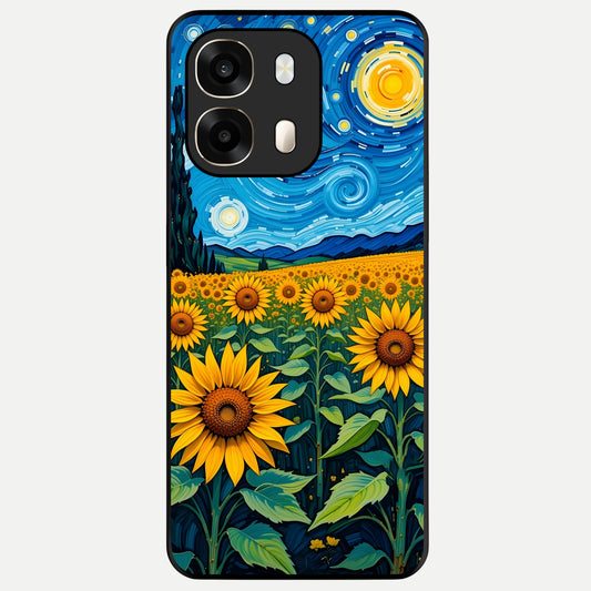  Starry Sunflower Dreams Glass Case For Oppo A6  back cover – full design glossy printed glass finish