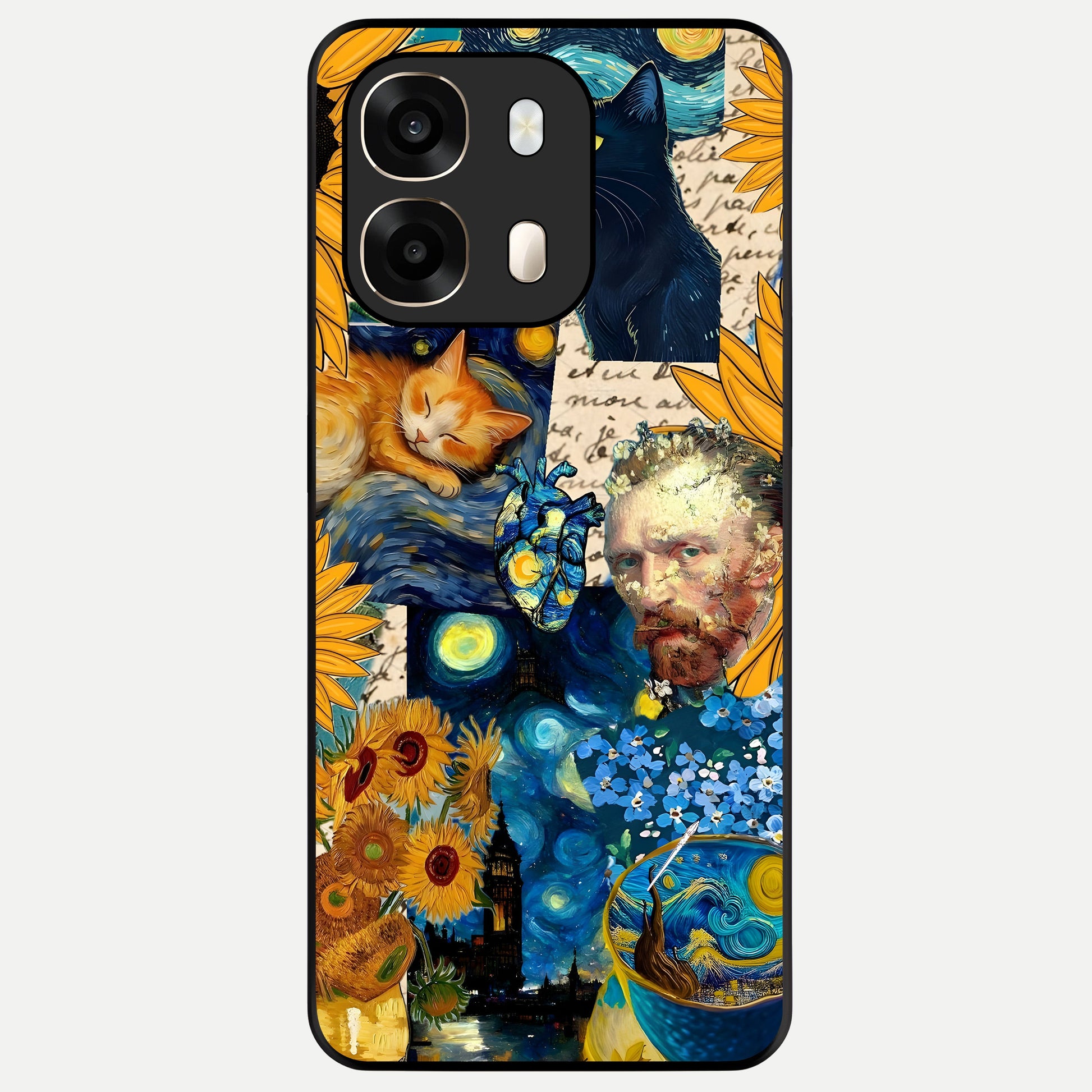  Sunflower Chic Mood Custom Name Glass Case For Oppo A6  back cover – full design glossy printed glass finish