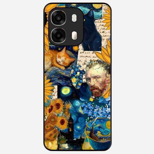  Sunflower Chic Mood Custom Name Glass Case For Oppo A6  back cover – full design glossy printed glass finish