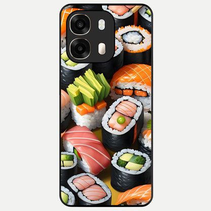  Sushi Food Pattern Glass Case For Oppo A6  back cover – full design glossy printed glass finish