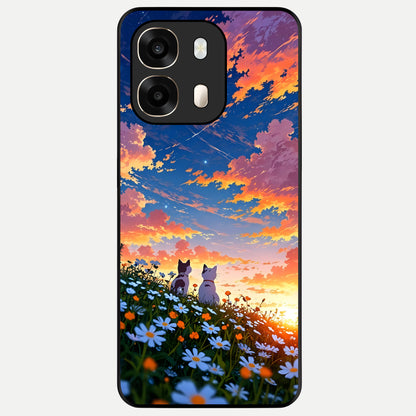  Two Cats Friends Glass Case For Oppo A6  back cover – full design glossy printed glass finish