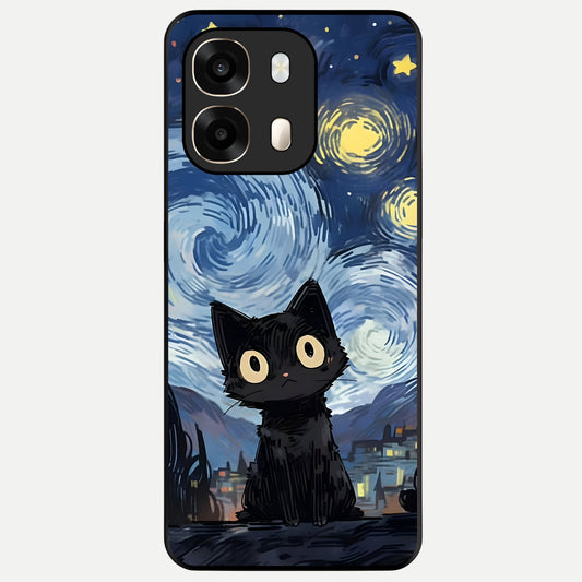  Van Gogh Cat Glass Case For Oppo A6  back cover – full design glossy printed glass finish