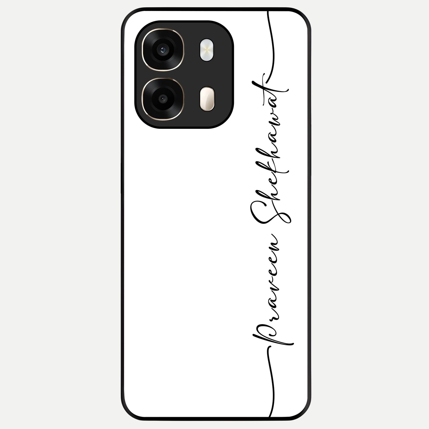  White Tune Custom Name Glass Case For Oppo A6  back cover – personalized glossy printed glass finish