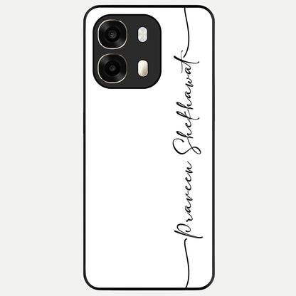 White Tune Custom Name Glass Case For Oppo A6  back cover – personalized glossy printed glass finish