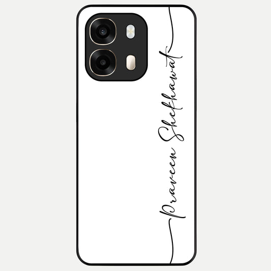  White Tune Custom Name Glass Case For Oppo A6  back cover – personalized glossy printed glass finish