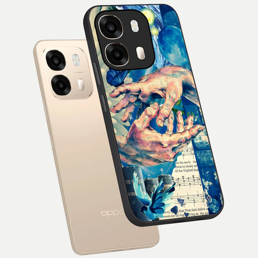  Aesthetic Divider phone case For Oppo A6  showing premium glass back cover with detailed artwork