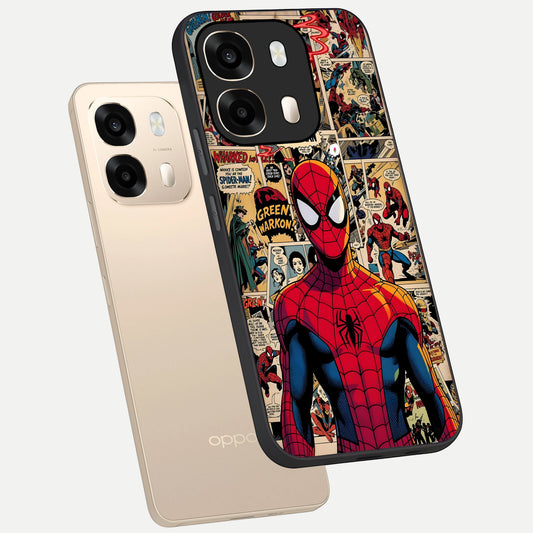  Aesthetic Spider phone case For Oppo A6  showing premium glass back cover with detailed artwork