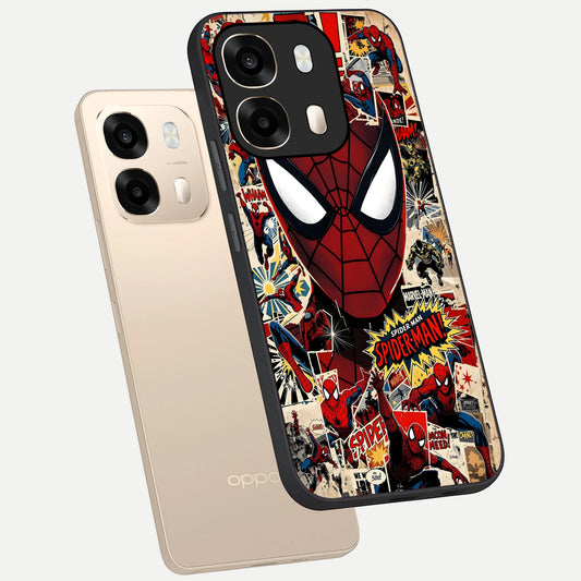  Aesthetic Wonder Spider phone case For Oppo A6  showing premium glass back cover with detailed artwork