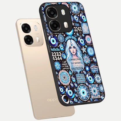  Angel Aura Shield phone case For Oppo A6  showing premium glass back cover with detailed artwork